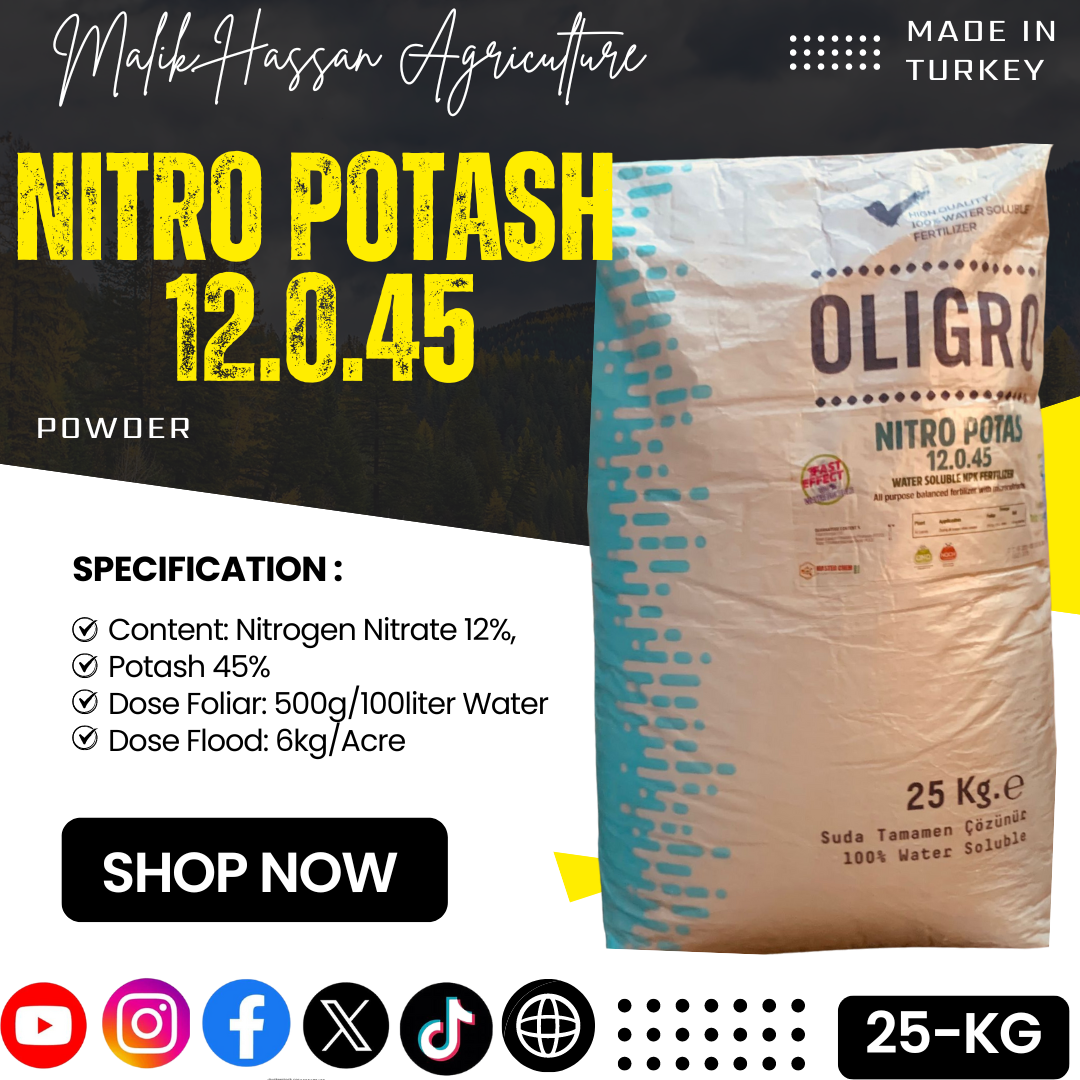 Nitro Potash-NPK 12-0-45| 25kg| Turkey| Foliar Grade – Malik Hassan ...